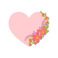 blomma arrangemang med grön löv i hjärta form. kärlek symbol och gåva för hjärtans dag. blommig vektor illustration isolerat på vit bakgrund. tecknad serie element för förpackning, mönster
