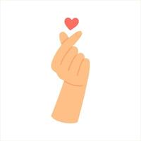 Hand Geste von Finger Herz. Liebe Symbol und Hand Zeichen zum Liebe. Valentinstag Tag Karikatur Vektor Illustration isoliert auf Weiß Hintergrund