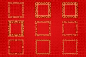 kinesisk orientalisk gräns prydnad öst asiatisk dekorativ konst vektor