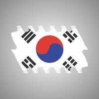 Sydkoreas flagga med akvarellmålad pensel vektor