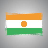 niger flagge mit aquarell gemaltem pinsel vektor