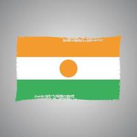 niger flagge mit aquarell gemaltem pinsel vektor