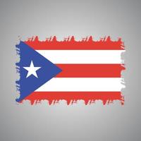 puerto rico flagga med akvarell målad pensel vektor