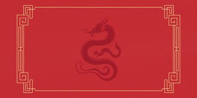 2024 kinesisk ny år, år av de drake baner mall design med drakar vektor