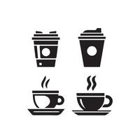 Kaffee Tasse Symbol einstellen Vektor Illustration.