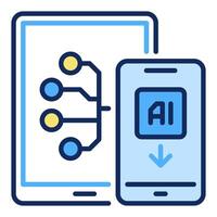 Tablette und ai Smartphone Vektor künstlich Intelligenz farbig Symbol oder Design Element
