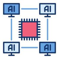 ai chip och datorer vektor artificiell intelligens teknologi färgad ikon eller design element