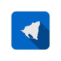 Nicaragua-Karte auf blauem Quadrat mit langem Schatten vektor
