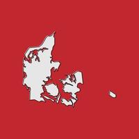 karta över danmark. siluett isolerad på röd bakgrund. vektor