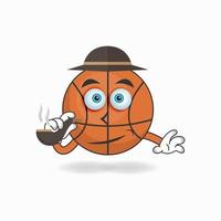 Basketball-Maskottchen-Charakter Rauchen. Vektor-Illustration vektor