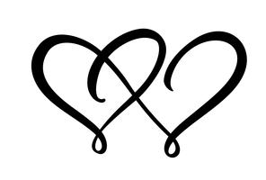Två kärlekshjärta tecken. Romantisk. Vektor illustration ikon symbol - gå med hjärtans dag och bröllop. Mall för t-shirt, kort, affisch. Design platt element