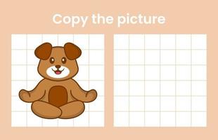 Kopieren Sie das Bild eines süßen Hundes. Lernspiel für Kinder. Cartoon-Vektor-Illustration vektor
