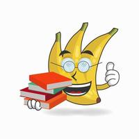 Der Bananenmaskottchencharakter wird zum Bibliothekar. Vektor-Illustration vektor