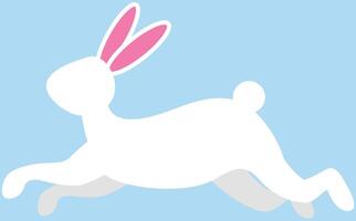 Hoppar påsk kanin i tecknad serie stil. vit kanin mall vektor