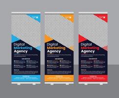 Digital Marketing Agentur rollen oben Banner Design Vektor Vorlage. Anzeigen Geschäft aufrollen Banner, modern x-Banner und Klimmzug Design, Design
