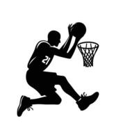 Basketball Spieler mit Ball Korb Silhouette Vektor, vektor
