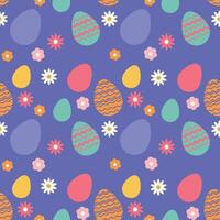 süß Ostern Hintergrund mit bunt Ostern Eier und Blumen. vektor