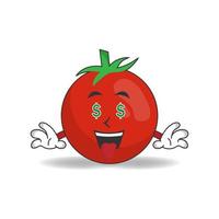 Tomaten-Maskottchen-Charakter mit Geldverdienen-Ausdruck. Vektor-Illustration vektor