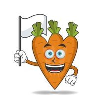 Karotten-Maskottchen-Charakter, der eine weiße Flagge hält. Vektor-Illustration vektor