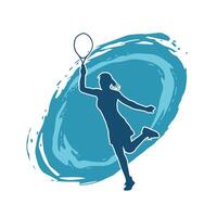 Silhouette von ein weiblich Tennis Spieler im Aktion Pose. Silhouette von ein Frau spielen Tennis Sport mit Schläger. vektor