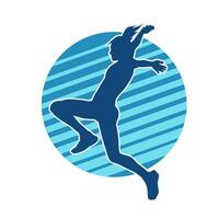 Silhouette von schlank weiblich tun Übung. Silhouette von ein sportlich Frau tun Fitnessstudio trainieren Pose. vektor