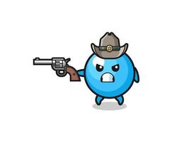 der Kaugummi-Cowboy schießt mit einer Waffe vektor