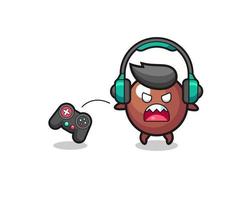 chokladboll gamer maskot är arg vektor