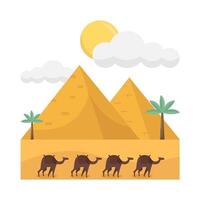 pyramid, Sol sommar, handflatan träd med kamel illustration vektor
