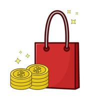 Einkaufen Tasche mit Geld Münze Illustration vektor