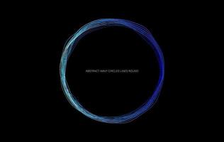 abstrakte wellenförmige Kreise Linien runden Rahmen blaue Farbe auf schwarzem Hintergrund isoliert. Technologie modernes Konzept. Vektor-Illustration vektor
