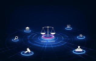 Informationstechnologie Internet Digital Justice Law Arbeitsrecht Anwalt Rechtsgeschäftskonzept. Vektor-Illustration vektor