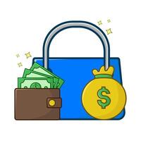 Einkaufen Tasche, Geld Tasche mit Geld im Brieftasche Illustration vektor