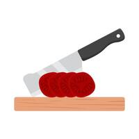 Messer mit Tomate im Schneiden Tafel Illustration vektor