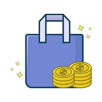 Einkaufen Tasche mit Geld Münze Illustration vektor