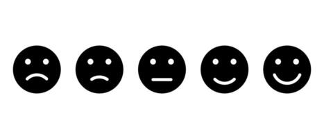 Kunde Niveau Befriedigung Emoticon Symbol Vektor. fünf Gesichts- Ausdruck von Feedback Zeichen Symbol vektor