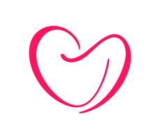 Handritad Hjärta kärlekstecken Valentinsdag. Romantisk kalligrafi vektor illustration ikon symbol för t-shirt, hälsningskort, affisch bröllop. Design platt element av valentinsdagen