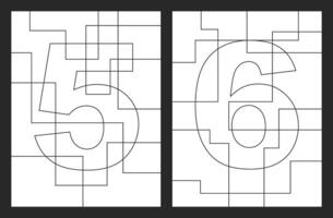 Nummer 5 und 6 geometrisch Formen Vektor zum Kinder Färbung Buch