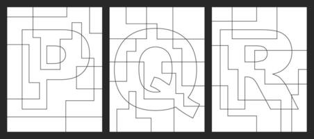 Brief P, q und r geometrisch Formen Vektor zum Kinder Färbung Buch