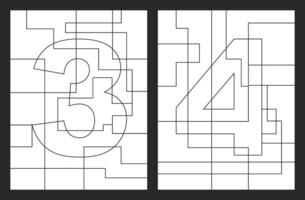 Nummer 3 und 4 geometrisch Formen Vektor zum Kinder Färbung Buch