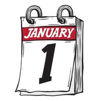 einfach Hand gezeichnet Täglich Kalender zum Februar Linie Kunst Vektor Illustration Datum 1, Januar 1