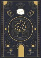 Design im Boho Stil zum das Abdeckung, Astrologie, Tarot. fliegen Agaric. Vektor Illustration.