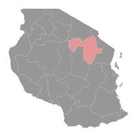 Manyara Region Karte, administrative Aufteilung von Tansania. Vektor Illustration.