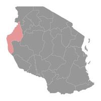 Kigoma Region Karte, administrative Aufteilung von Tansania. Vektor Illustration.