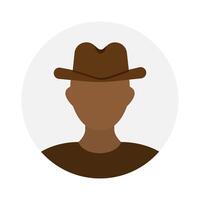 leeren Gesicht Symbol Benutzerbild mit Cowboy Hut. Vektor Illustration.