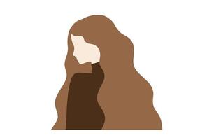 profil av en ung flicka i brun toner. söt platt hand dragen sjuk vektor