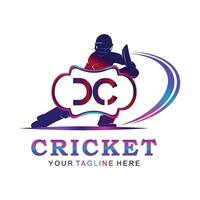 dc cricket logotyp, vektor illustration av cricket sport.
