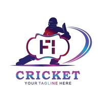 fi Kricket Logo, Vektor Illustration von Kricket Sport.