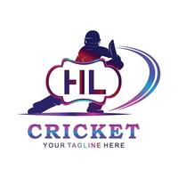 hl cricket logotyp, vektor illustration av cricket sport.