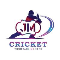 jm cricket logotyp, vektor illustration av cricket sport.