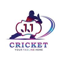 jj cricket logotyp, vektor illustration av cricket sport.